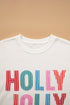 Applique Slogan Round Neck Long Sleeve Sweatshirt