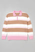 Striped V Neck Long Sleeve Tunic Sweater