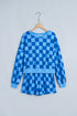 Plaid Checkered Long Sleeve Crop Top Elastic Waist Short Set