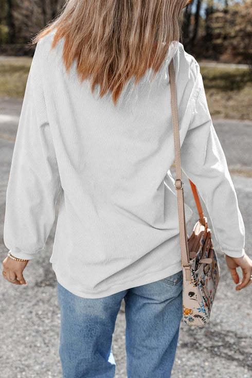 Corded Letter Pattern Textured Typography Graphic Sweatshirt
