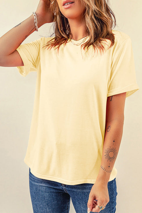 Soft Stretch Blend Crew Neck Short Sleeve Tee
