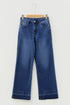 High Rise Straight Loose Raw Hem Cuffed Jeans