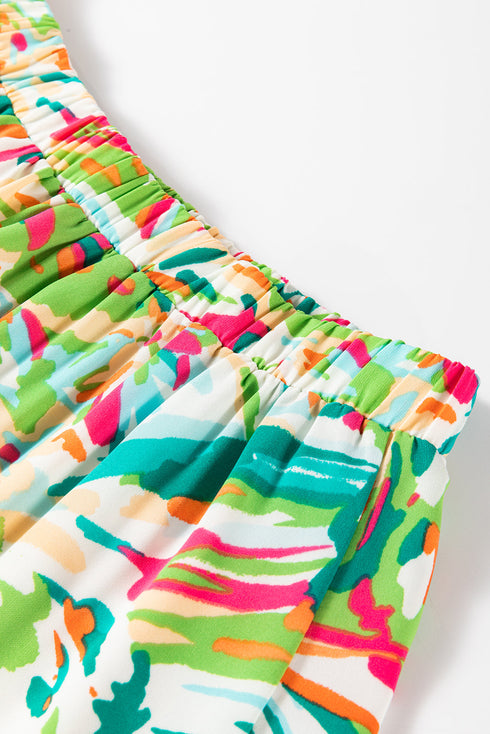 Bohemian Abstract Print High Waist Tiered Maxi Skirt