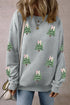 Sequin Tree Graphic Drop Shoulder Pullover Sweatshirt