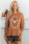 Embroidered Oversized Drop Shoulder Round Neck Pullover Sweater
