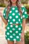 Polka Dot Print Cropped Tee Bodycon Skort Two Piece Set