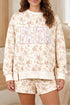 Floral Print Faith Letter Graphic Long Sleeve Top Shorts Two Piece Set