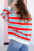 Striped Long Sleeve Round Neck Tunic Sweatshirt
