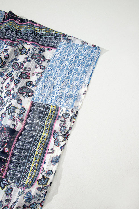 Bohemian Patchwork Print Open Front Resort Kimono