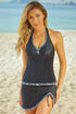 Empire Waist Halter V Neck Skirted Tankini Set