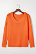 Ribbed Knit Round Neck Slouchy Chunky Sweater