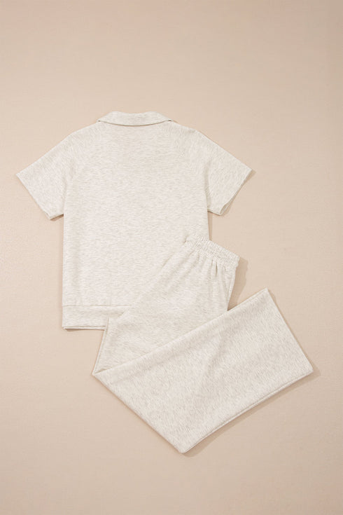 Solid Active Polo Tee Casual Matching Pant Set