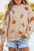 Sequin Leaf Drinks Patch Graphic Mock Neck Sweatshirt
