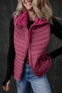 Plush Collar Quilted Zip Front Puffer Vest