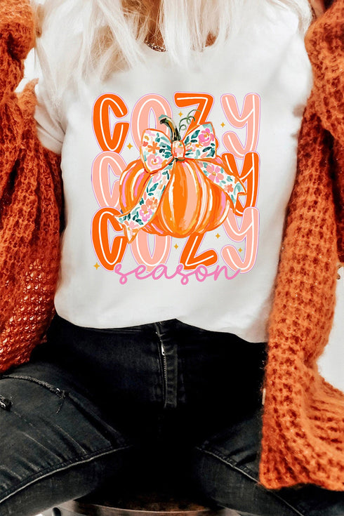 Polyester Cotton Pumpkin Graphic Round Neck Tee