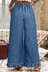 Elastic Waist Ruffled Wide Leg Denim Pants