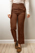 Corduroy Elastic Waist Straight Leg Ankle Length Pants