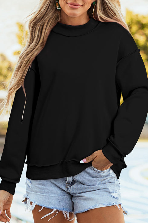 Reversible Mock Neck Oversize Drop Shoulder Sweatshirt