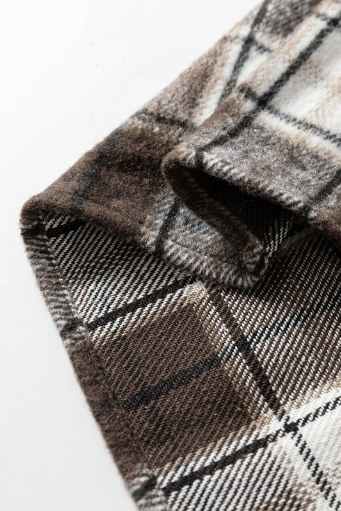 Oversized Flannel Plaid Single Chest Pocket Boyfriend Shacket