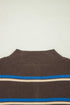 Striped Ribbed Knit Cuff Henley Button Sweater
