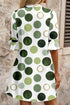 Polka Dot Print Flounced Half Sleeve A Line Mini Dress