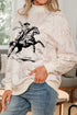 Rodeo Riding Print Western Mock Neck Sweatshirt
