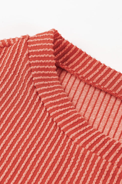 Corded Textured Long Sleeve Pullover And Pant Set