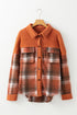 Casual Print Buttoned Flap Pocket Plaid Shacket