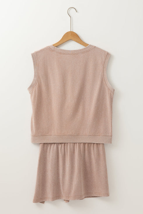 Mineral Wash Tank Top Split Skirt Two Piece Dress