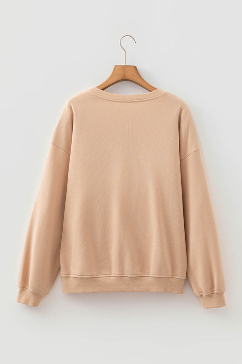 Horseshoe Embroidered Patch Graphic Drop Shoulder Sweatshirt
