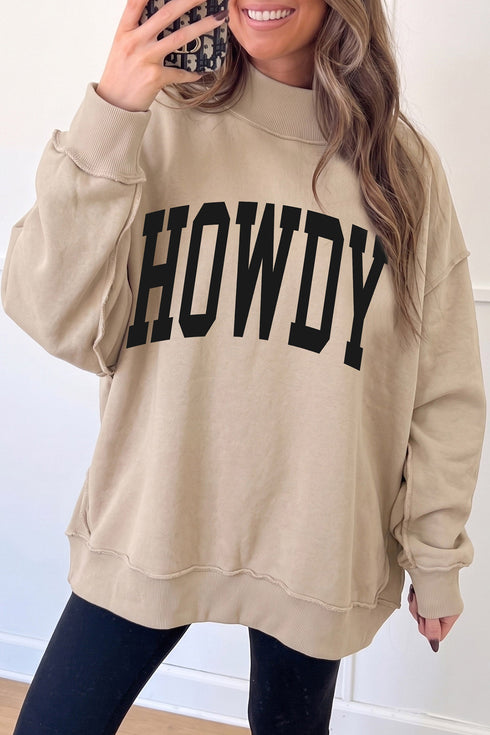 Howdy Yeehaw Double Sided Reversible Mock Neck Western Sweatshirt