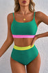 Contrast Band High Rise Scoop Neck Bikini Set