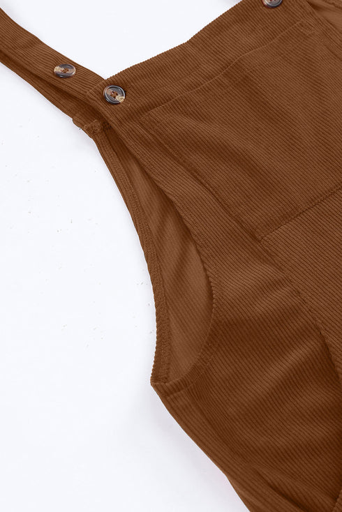 Polyester Corduroy Wide Leg Bib Overalls Jumpsuit