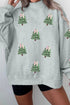 Sequin Tree Graphic Mock Neck Baggy Pullover Sweatshirt