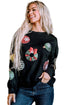 Sequin Applique Patch Long Sleeve Crewneck Sweatshirt