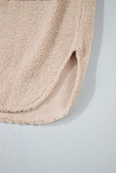 Casual Plaid Patchwork Sherpa Fleece Collared Long Coat