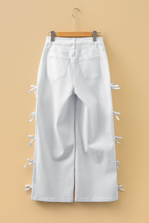 Bow Knot Side Detail Loose Wide Leg Jeans