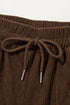 Polyester Tie Elastic Waist Soft Corduroy Pants