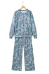 Abstract Floral Print Loose Pullover Drawstring Pants Two Piece Pant Set