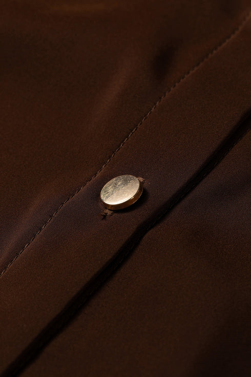 Decorative Button Cluster Tab Long Sleeve Satin Shirt