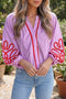 Decorative Neckline Applique Detail Long Sleeve Cotton Blouse