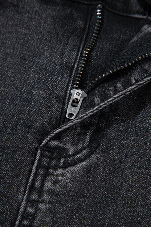 Decorative Seam Patchwork Cotton Rich Barrel Leg Denim Jeans