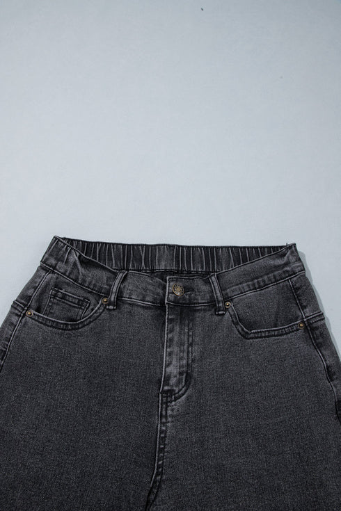 Decorative Seam Patchwork Cotton Rich Barrel Leg Denim Jeans