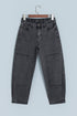 Decorative Seam Patchwork Cotton Rich Barrel Leg Denim Jeans