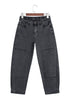 Decorative Seam Patchwork Cotton Rich Barrel Leg Denim Jeans