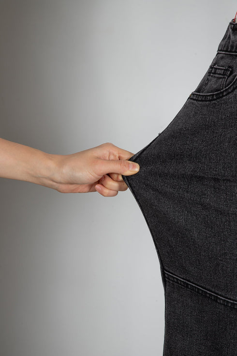 Decorative Seam Patchwork Cotton Rich Barrel Leg Denim Jeans
