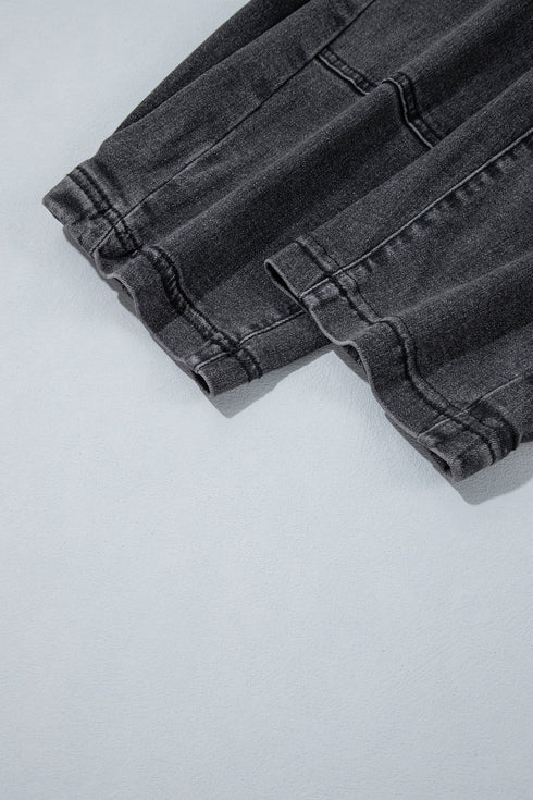 Decorative Seam Patchwork Cotton Rich Barrel Leg Denim Jeans