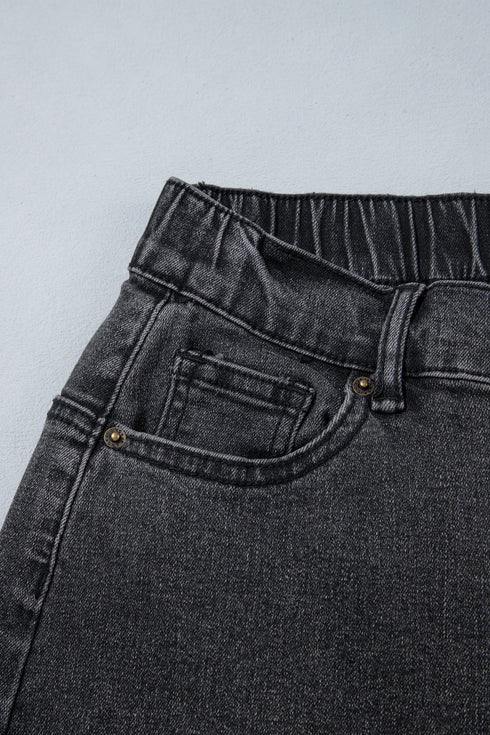 Decorative Seam Patchwork Cotton Rich Barrel Leg Denim Jeans