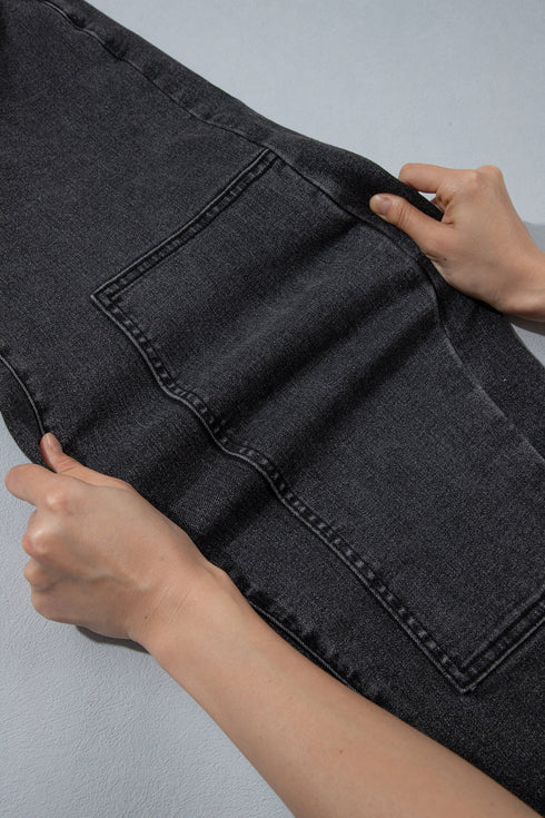 Decorative Seam Patchwork Cotton Rich Barrel Leg Denim Jeans