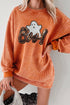 Sequin Ghost Letter Graphic Corded Texture Sweatshirt